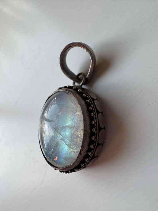 Handmade Jewelry - Vintage Artisan Handmade Moonstone Silver Pendant Sterling Silver